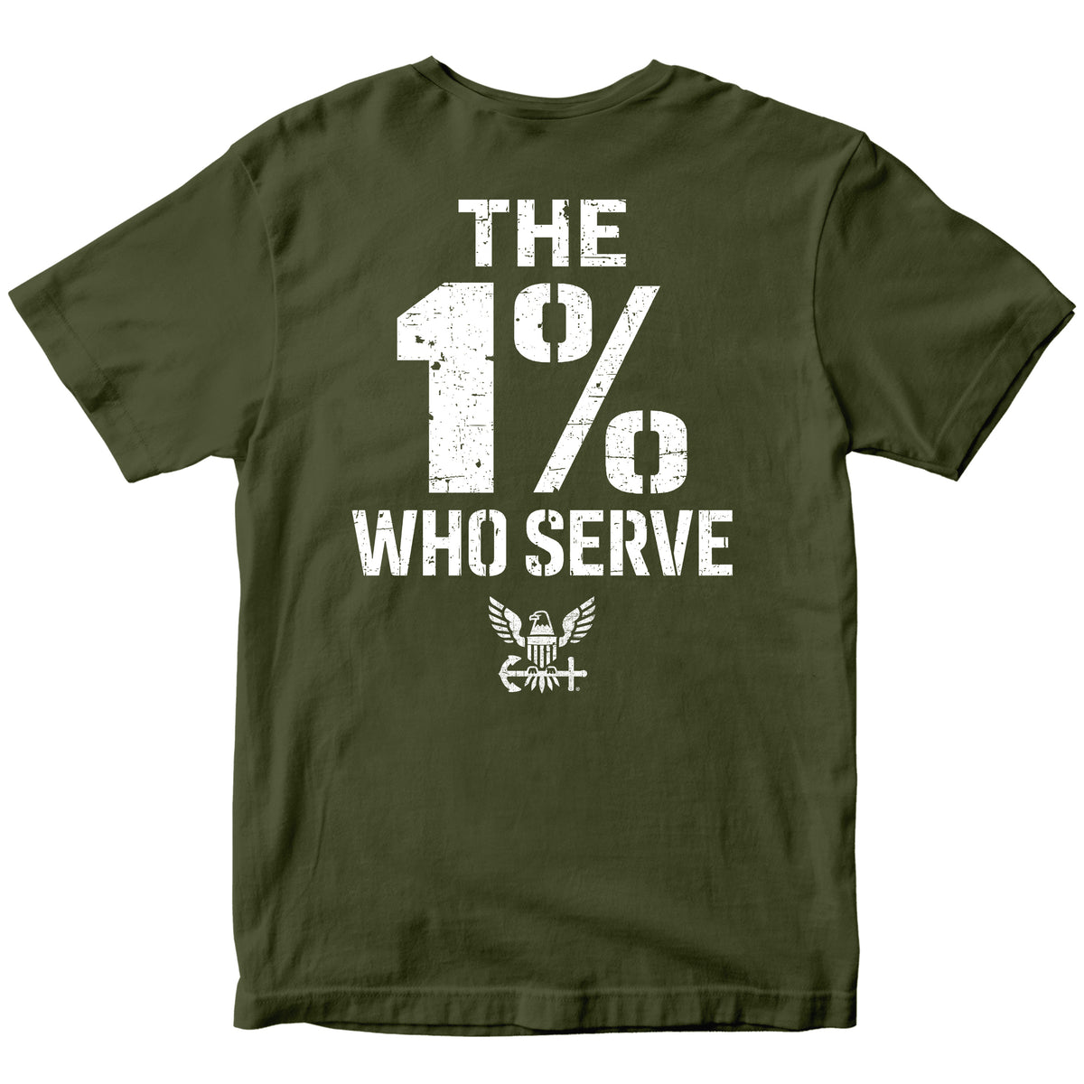 The 1% Who Serve Navy T-shirt. U.S. Navy patriotic T-shirt for Memorial Day and 4th of July with 1% who serve design.