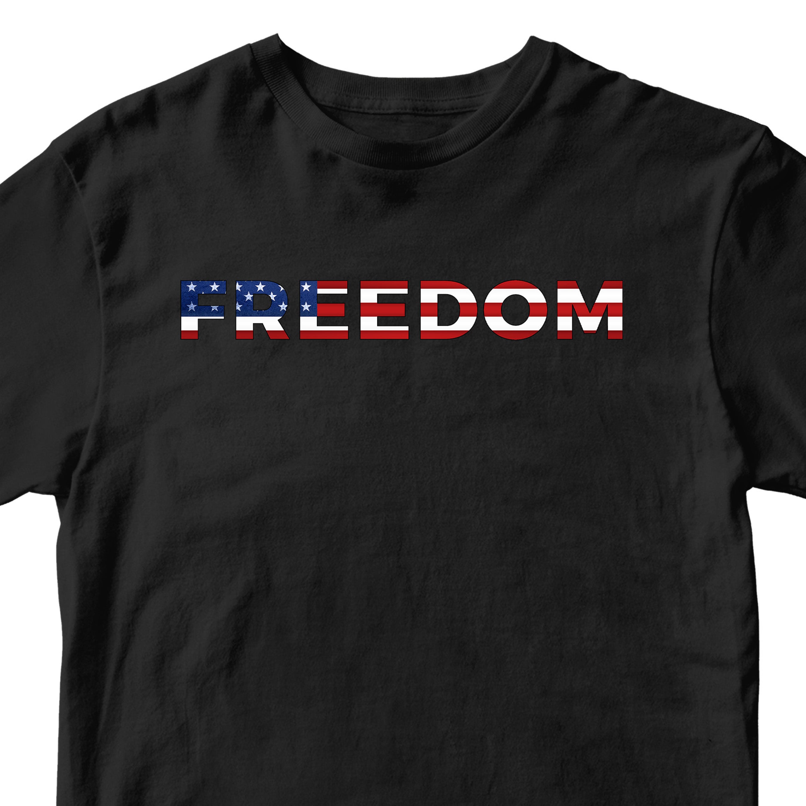 USA 250 years anniversary T-shirt with freedom eagle design and American flag back print. America's 250th birthday tee. USA 250 Years patriotic Black T-shirt.