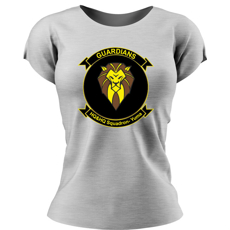 Headquarters & Headquarters Support Squadron Yuma USMC Unit ladie's T-Shirt,  HQ&HQS Yuma USMC Unit logo, USMC gift ideas for women, Marine Corp gifts for women HQ & HQS Yuma 