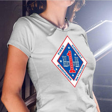 Load image into Gallery viewer, 1st CEB Women&#39;s USMC Unit T-Shirt, 1st CEB logo, 1st Combat Engineer Battalion, USMC gift ideas for women
