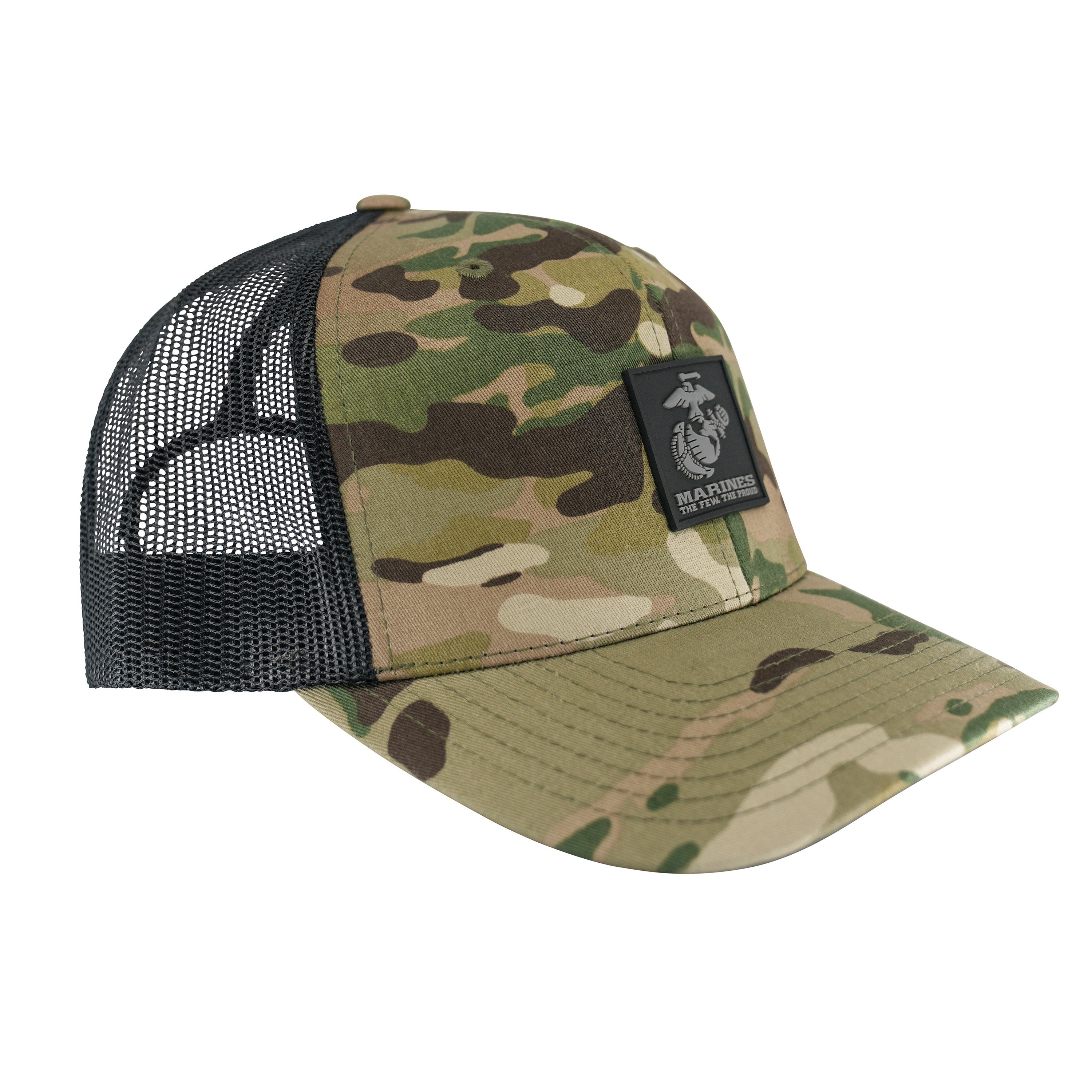 Marines Green Multicam Trucker Hat <br> Rubber EGA Patch Snapback