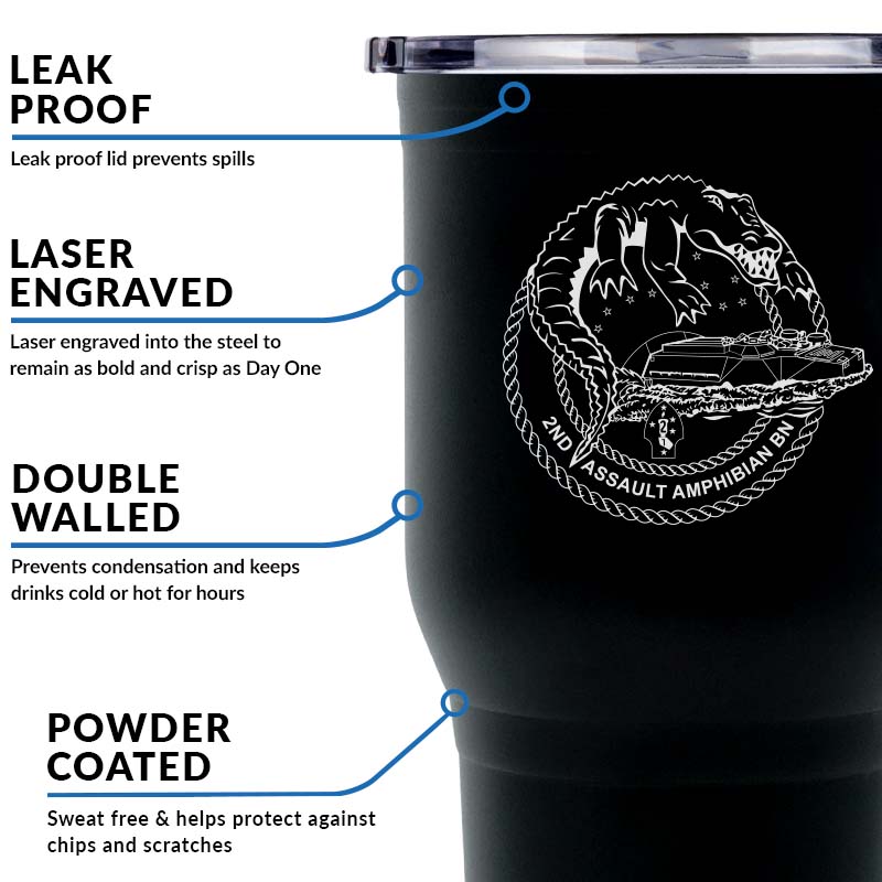 2d Amphibian Assault Battalion (2d AABN) USMC Unit logo tumbler, 2d AABN coffee cup, 2d AABN USMC, Marine Corp gift ideas, USMC Gifts for men or women 30 Oz Tumbler