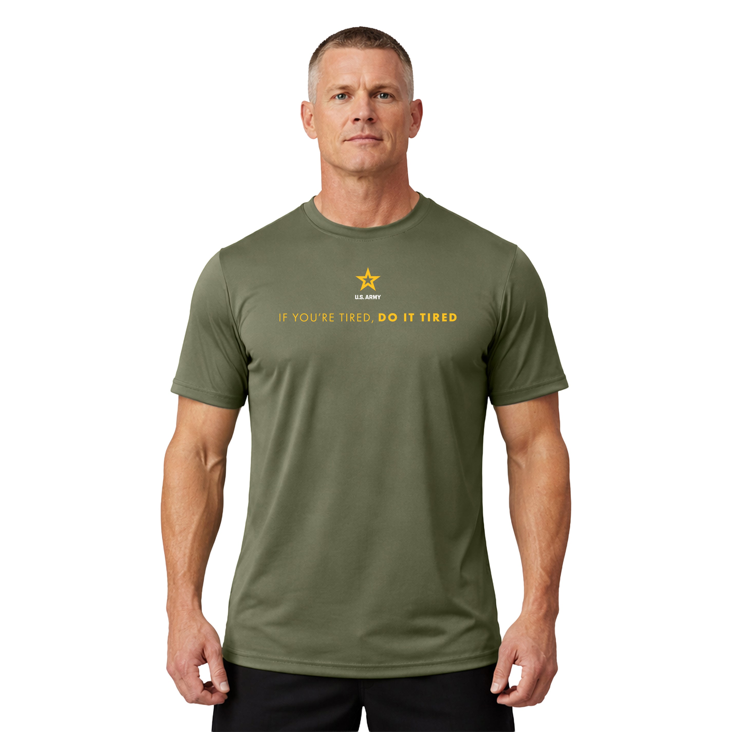 U.S. Army Gold "If You're Tired, Do It Tired" Performance T-shirt