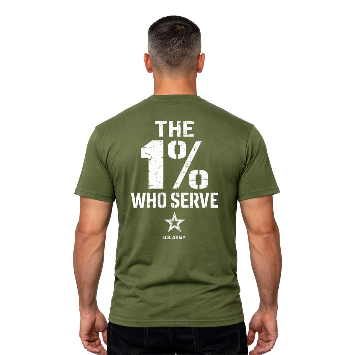 The 1% Who Serve ARMY T-shirt. U.S. Army patriotic T-shirt for Memorial Day and 4th of July with 1% who serve design.