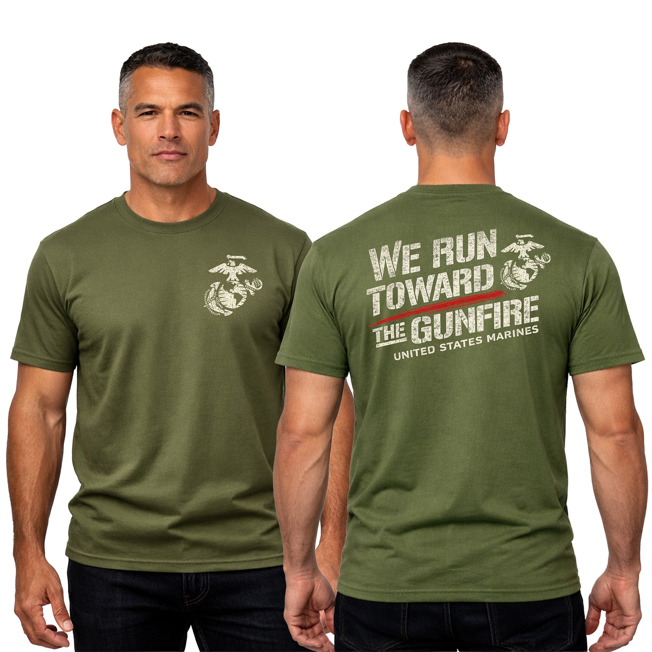 “We Run Toward the Gunfire” USMC T-Shirt