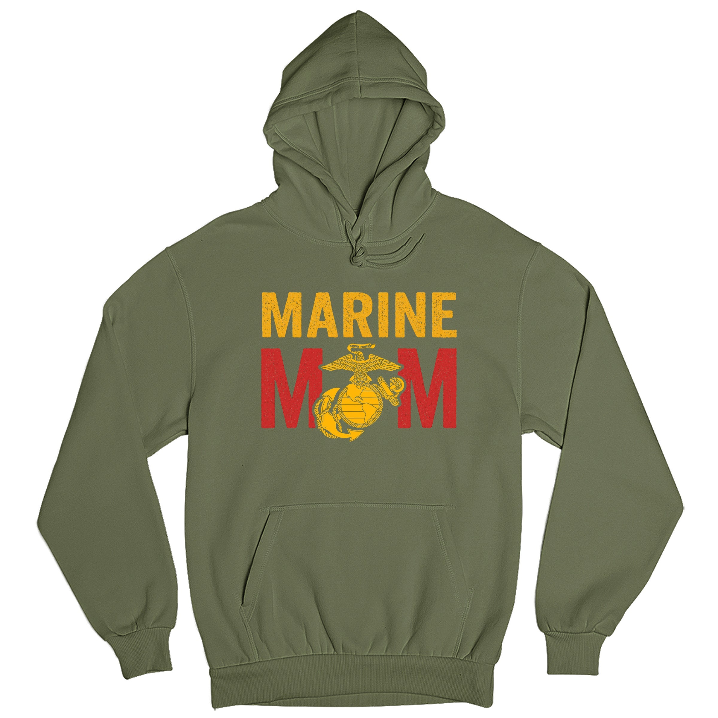 Marine Mom hoodie with Eagle Globe and Anchor graphic. Marine Corps military family hoodie. USMC Mom Apparel