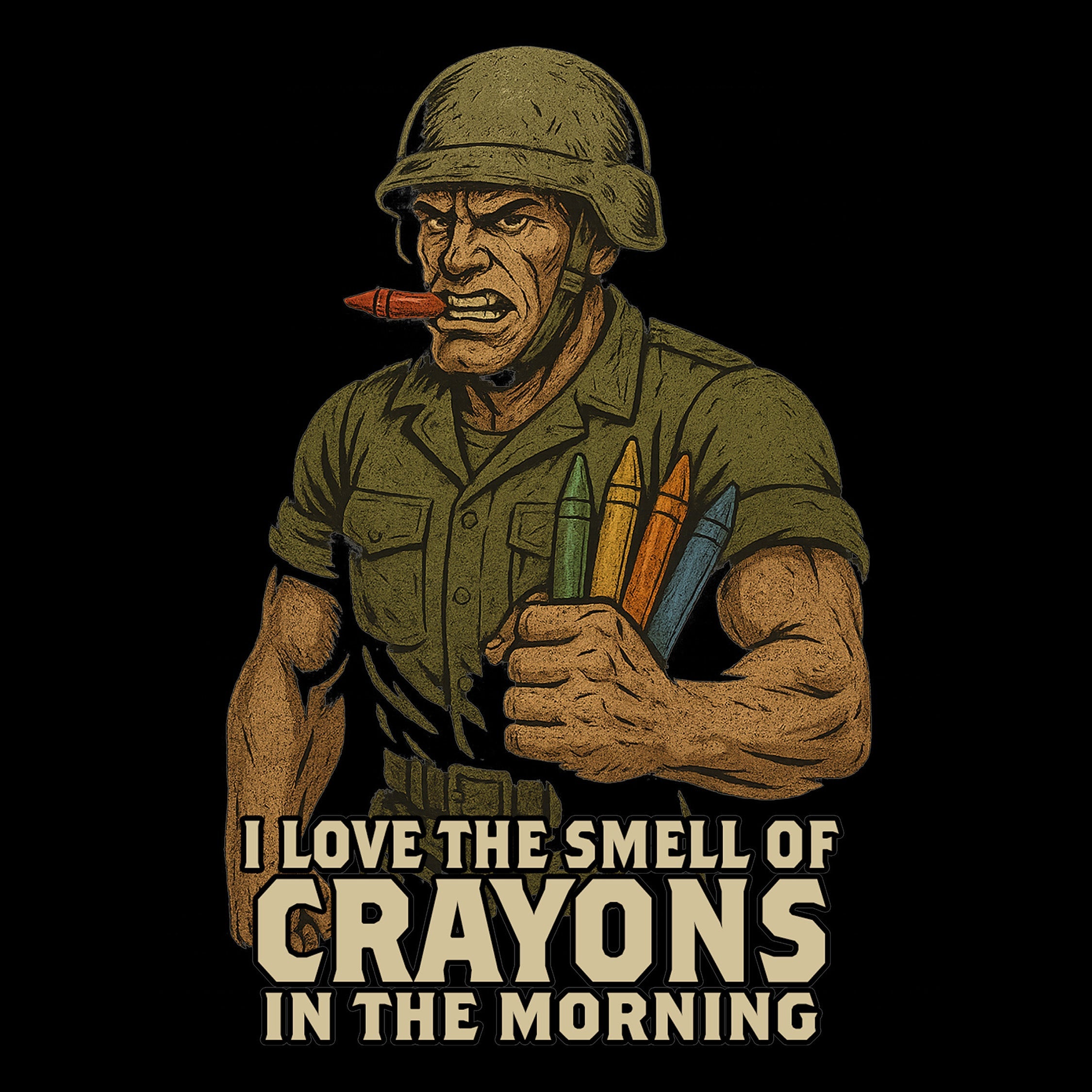 Marines Crayon Meme with cartoon soldier and crayon graphic. 