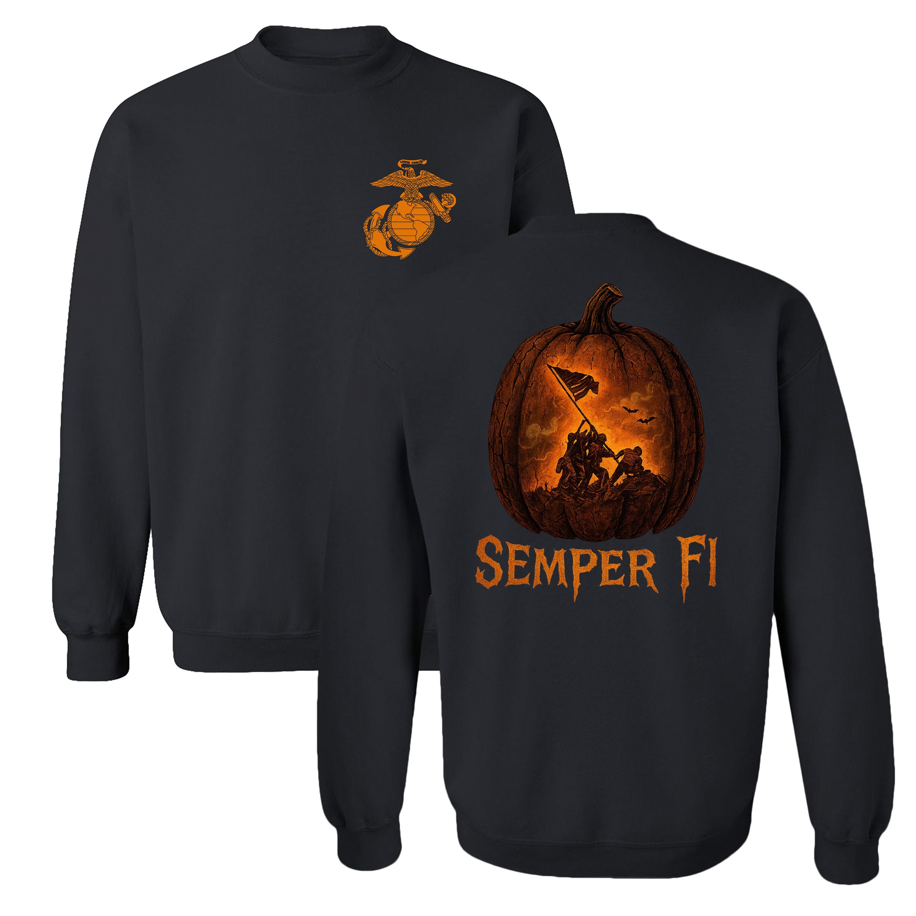 Marines Iwo Jima Jack-O’-Lantern Halloween Sweatshirt