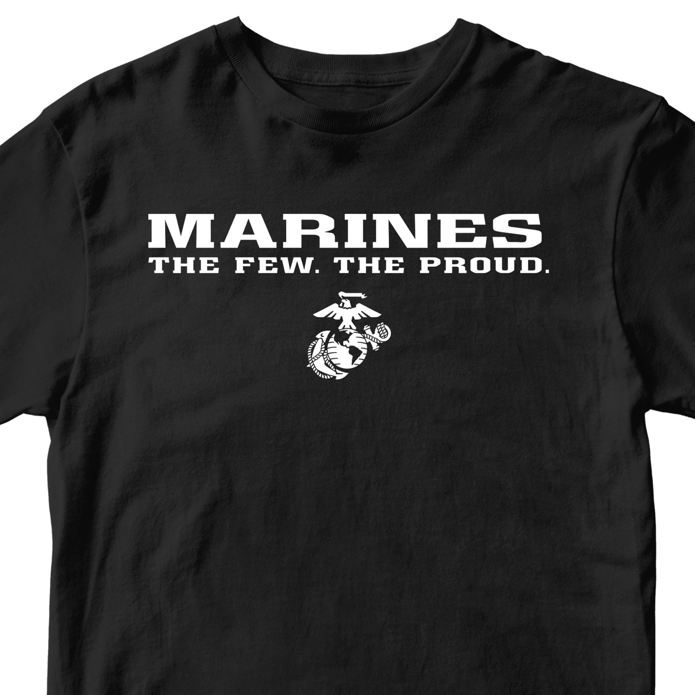 Marines The Few The Proud T-shirt with Eagle Globe and Anchor graphic black cotton tee