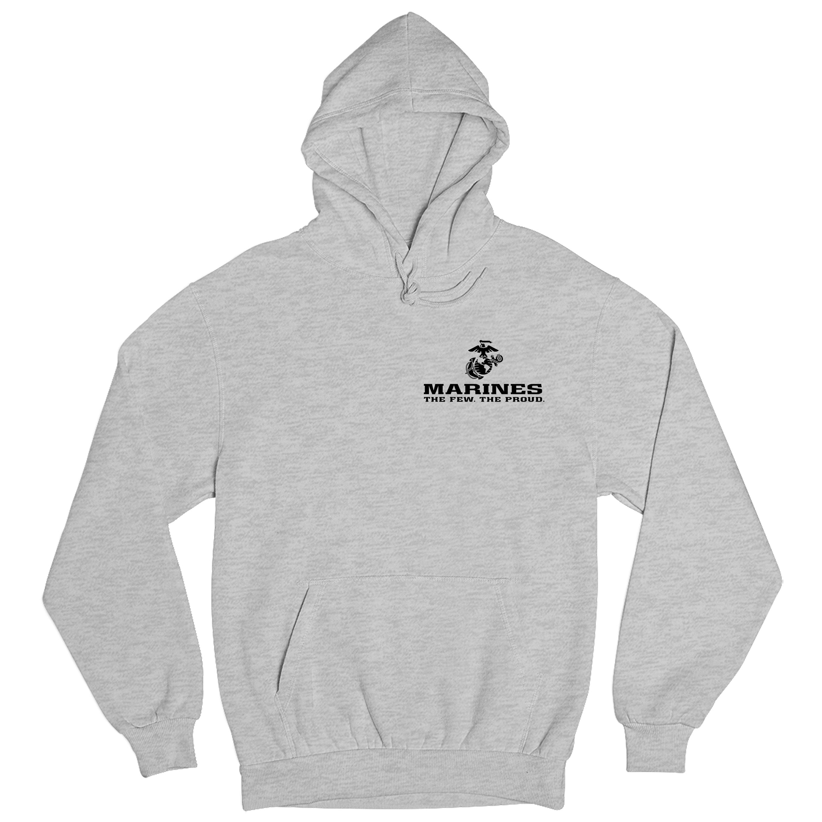 Gray USMC Hoodie with Eagle Globe Anchor and The Few The Proud slogan