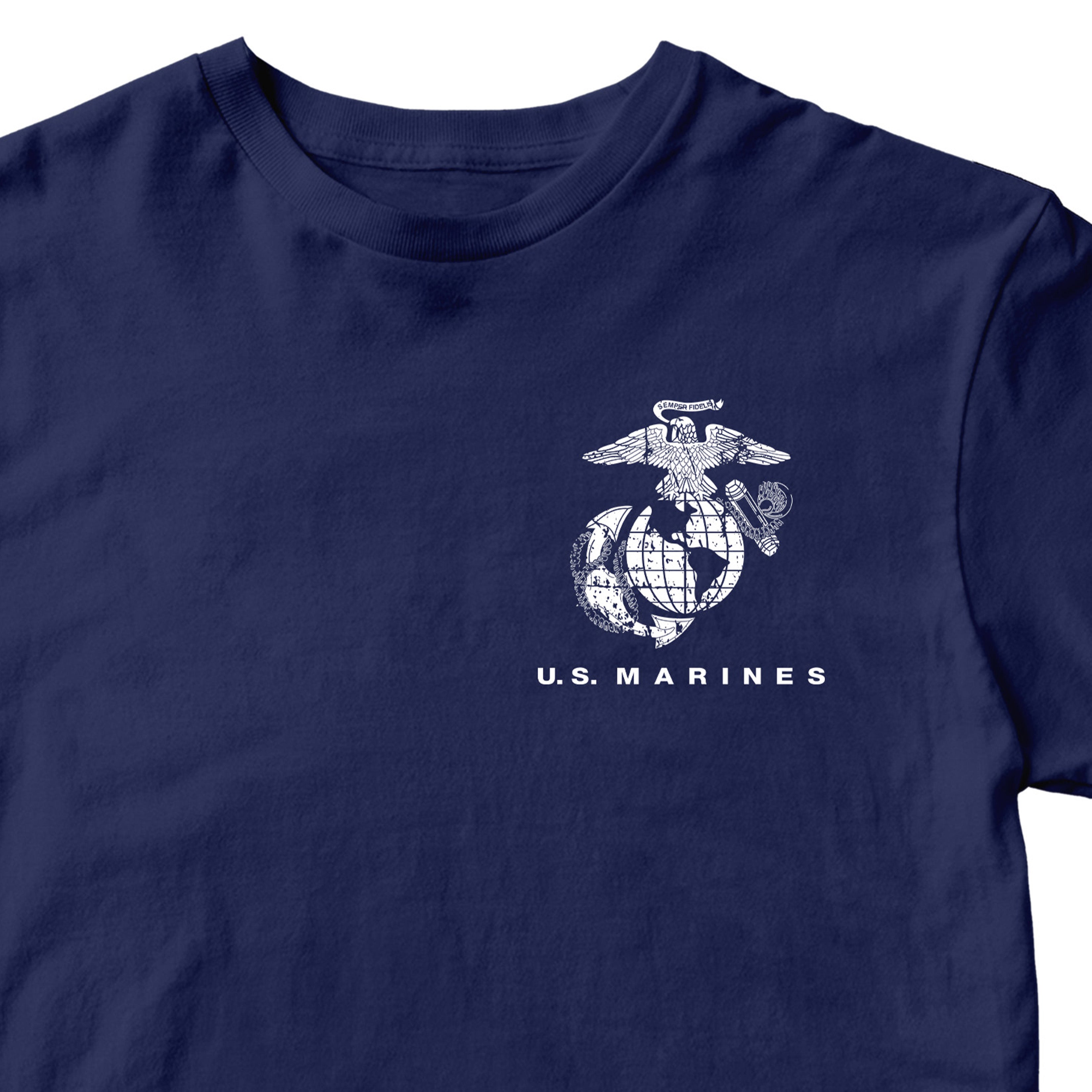 Navy USMC t-shirt with Eagle Globe Anchor chest emblem