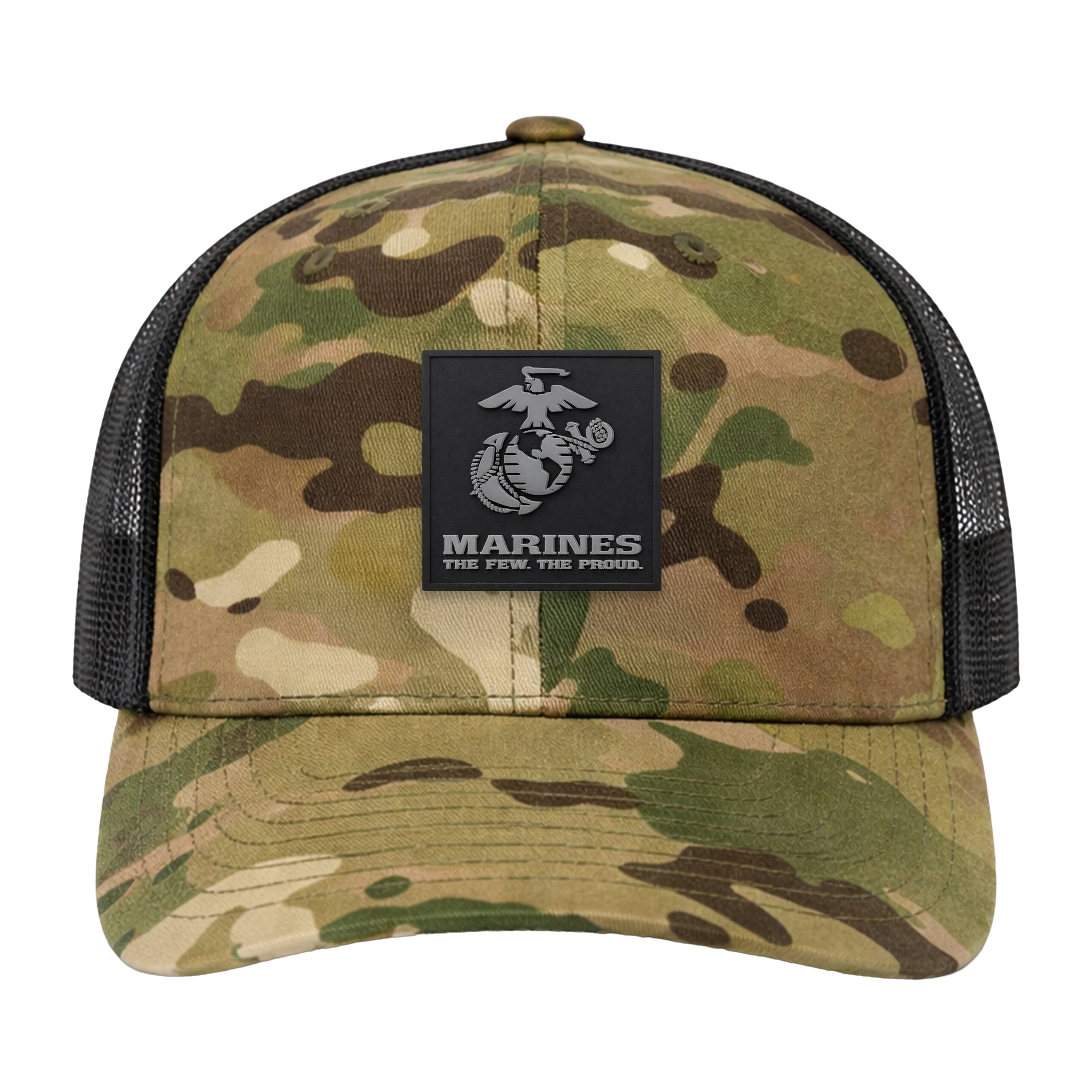 Marines Green Multicam Trucker Hat <br> Rubber EGA Patch Snapback