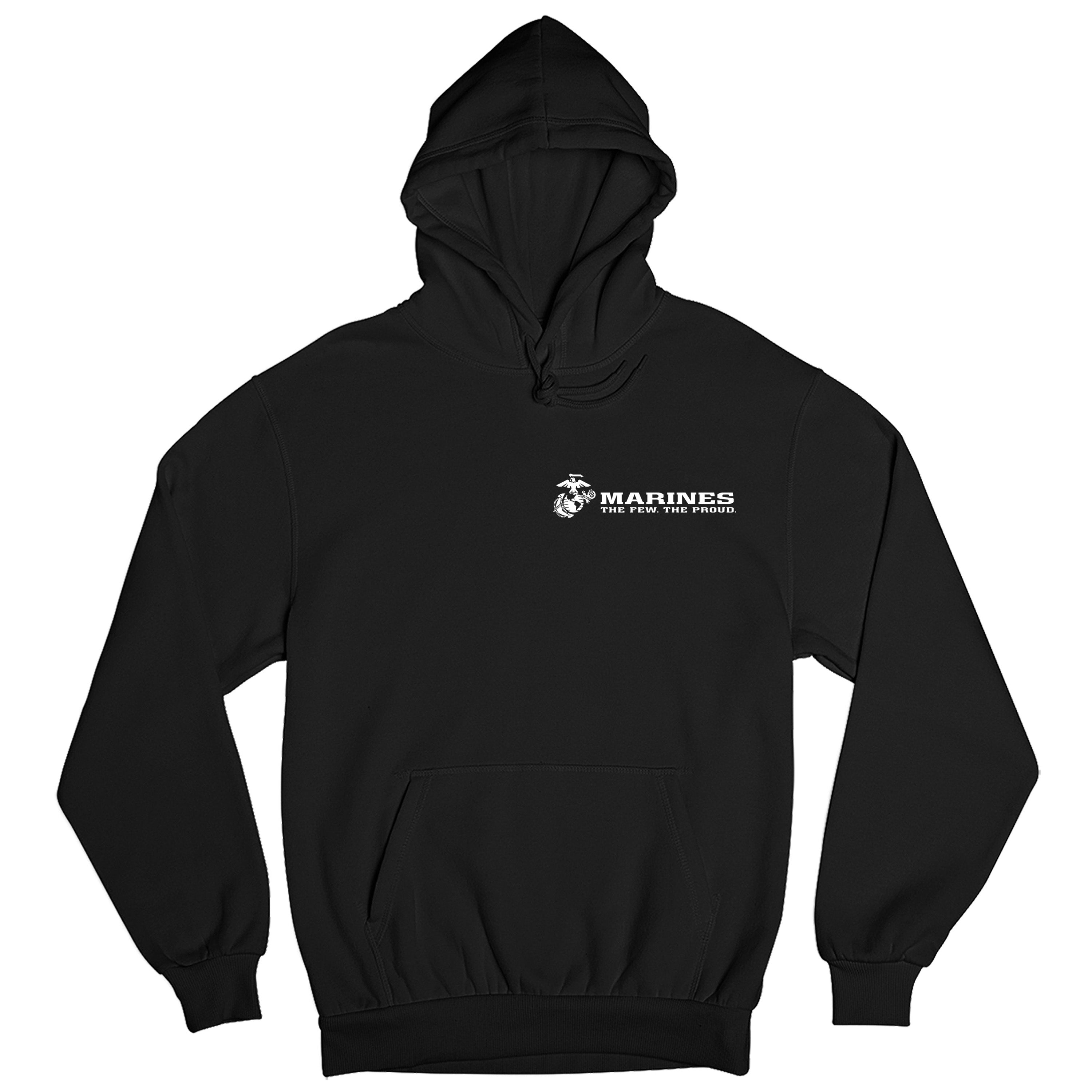 Black USMC Hoodie with Eagle Globe Anchor and The Few The Proud slogan