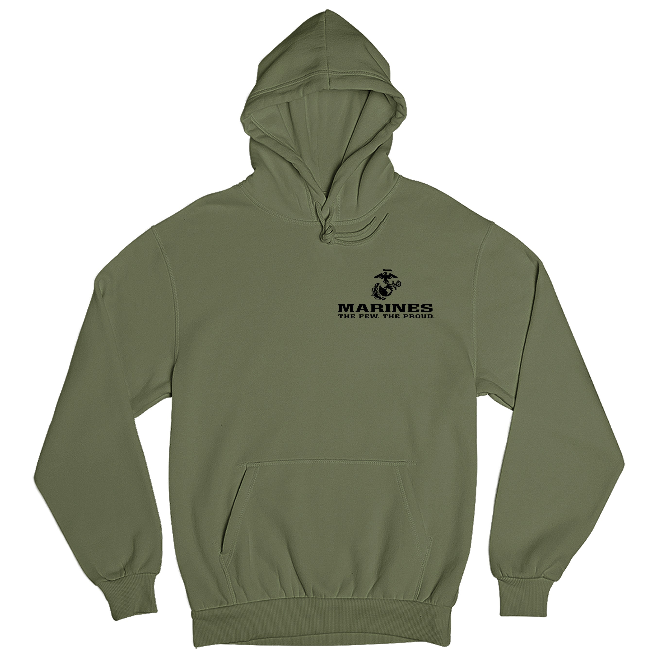 Green USMC Hoodie with Eagle Globe Anchor and The Few The Proud slogan