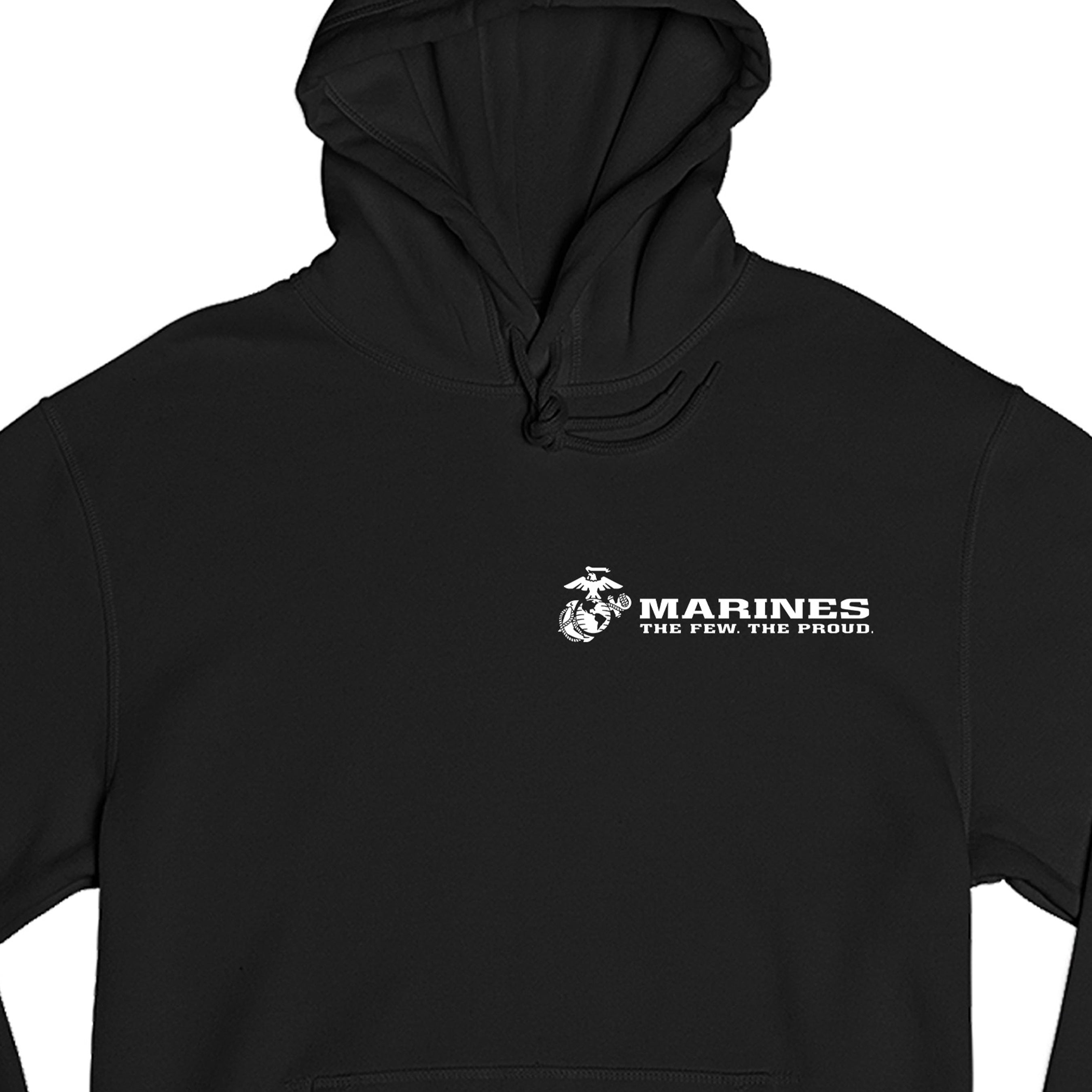 Black USMC Hoodie with Eagle Globe Anchor and The Few The Proud slogan