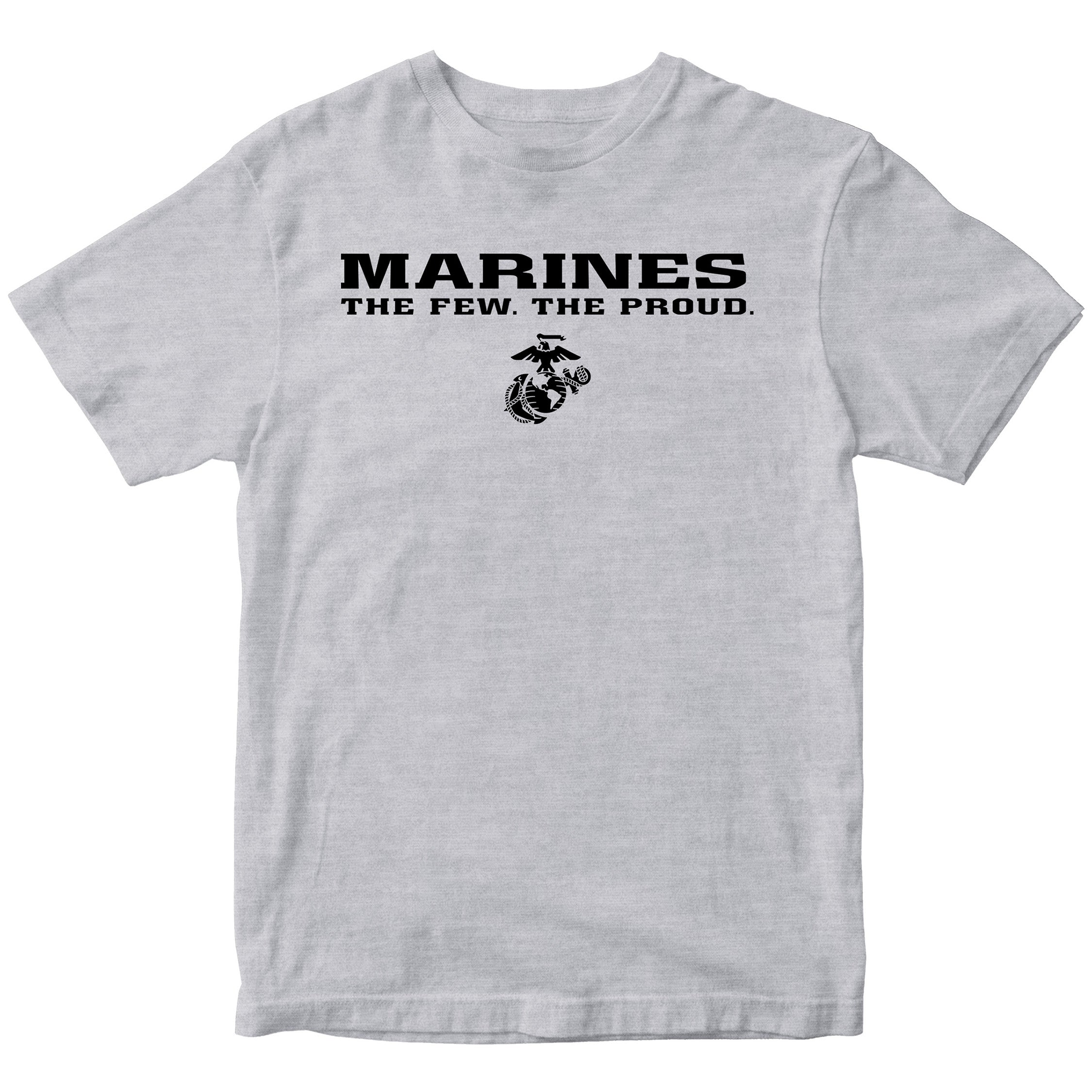 Marines The Few The Proud T-shirt with Eagle Globe and Anchor graphic gray cotton tee