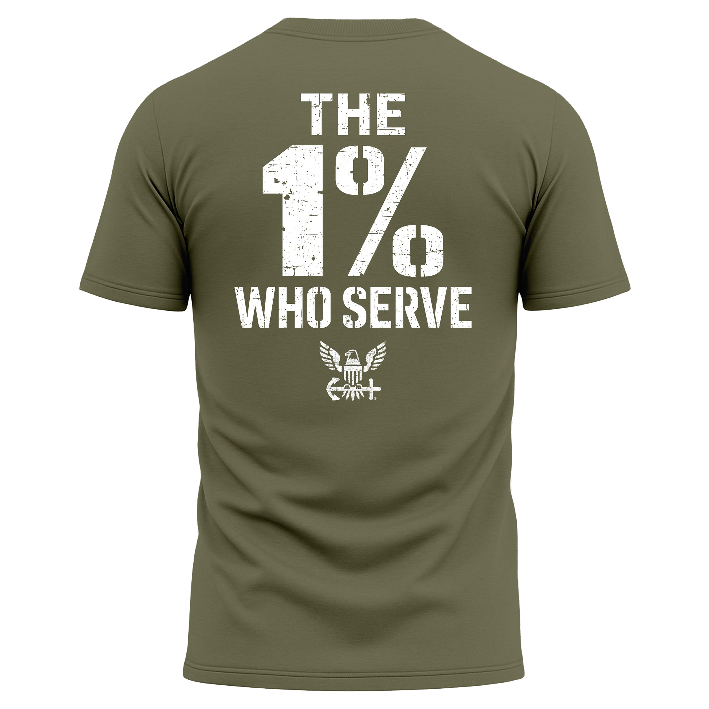 The 1% Who Serve Navy T-shirt. U.S. Navy patriotic T-shirt for Memorial Day and 4th of July with 1% who serve design.