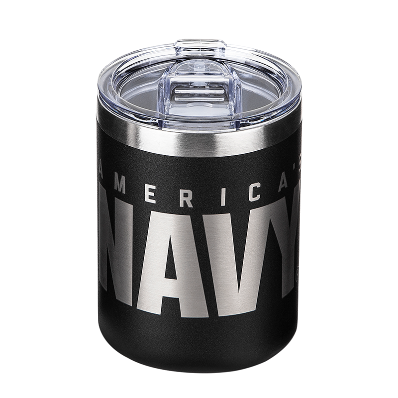 12 Oz Navy Black Double Wall Vacuum Insulated Stainless Steel US Navy Coffee Tumbler Travel Mug-Leakproof Lid