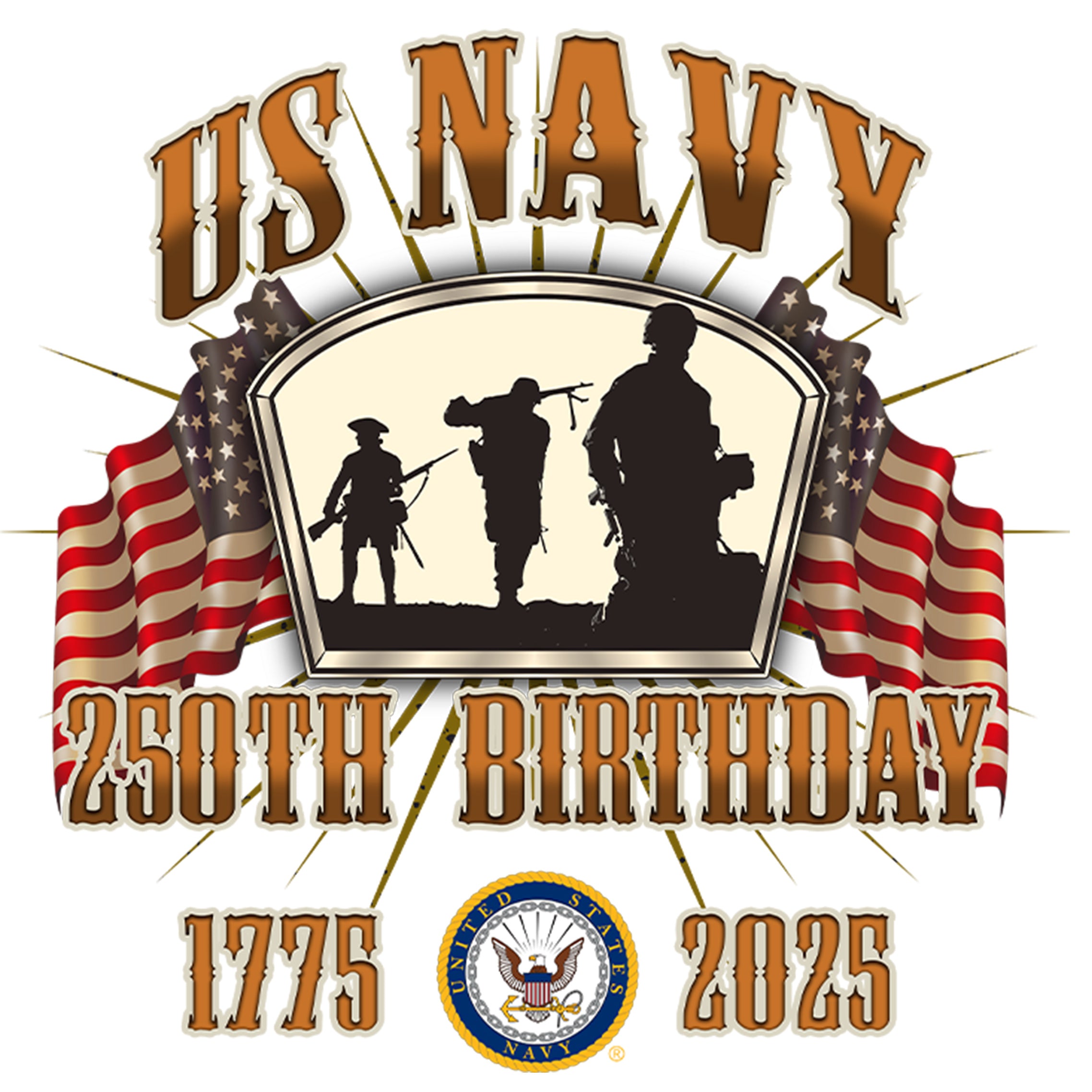 Navy 250th Birthday Flag T-Shirt Limited-Edition