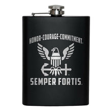 Load image into Gallery viewer, 8oz USN US Navy Flask Matte Black
