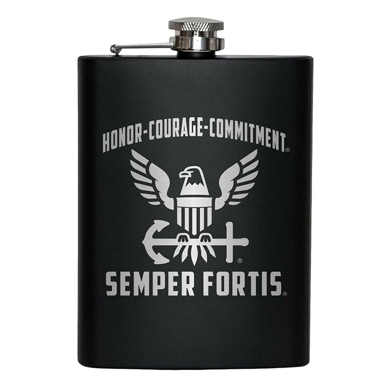 8oz USN US Navy Flask Matte Black