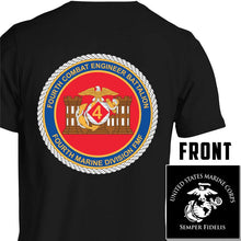 Load image into Gallery viewer, 4th CEB USMC Unit T-Shirt, 4th CEB logo, USMC gift ideas for men, Marine Corp gifts men or women

