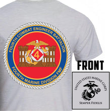 Load image into Gallery viewer, 4th CEB USMC Unit T-Shirt, 4th CEB logo, USMC gift ideas for men, Marine Corp gifts men or women
