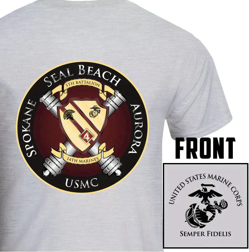 5th Bn 14th Marines USMC Unit Long Sleeve T-Shirt, 5th Bn 14th Marines, USMC unit gear, 5th Bn 14th Marines logo, 5th Battalion 14th Marines logo, USMC gift ideas for men, Marine Corp gifts