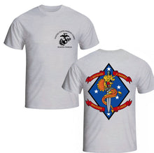 Load image into Gallery viewer, 1st Battalion 4th Marines Unit Logo Heather Grey Short Sleeve T-Shirt

