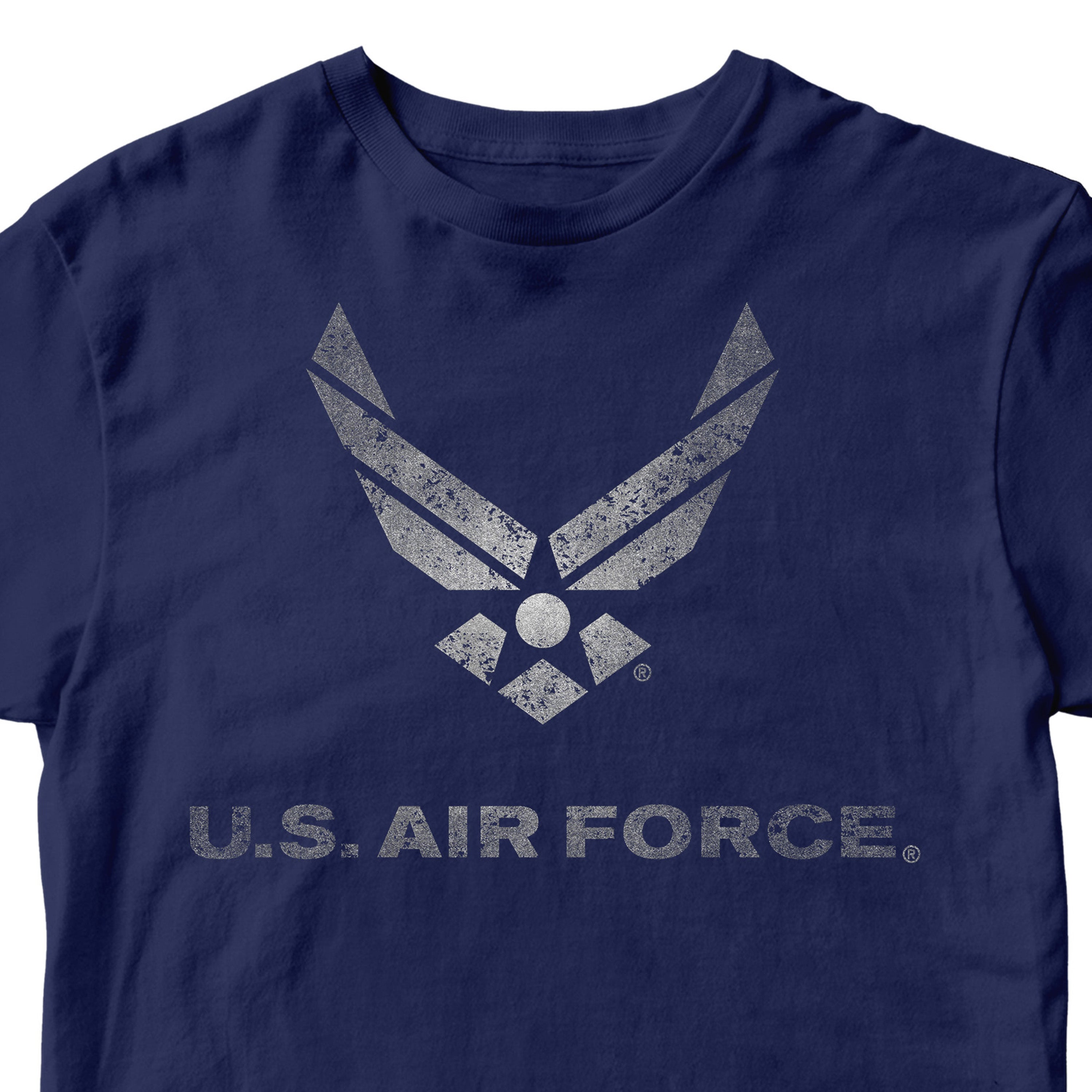 Black Air Force t shirt battleworn wings distressed Air Force logo tee military apparel USAF shirt veteran gift. Vintage Air Force T-shirt. Silver Airforce t-shirt design. 