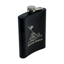 Load image into Gallery viewer, 8oz USMC Marine Corps Flask Matte Black 

