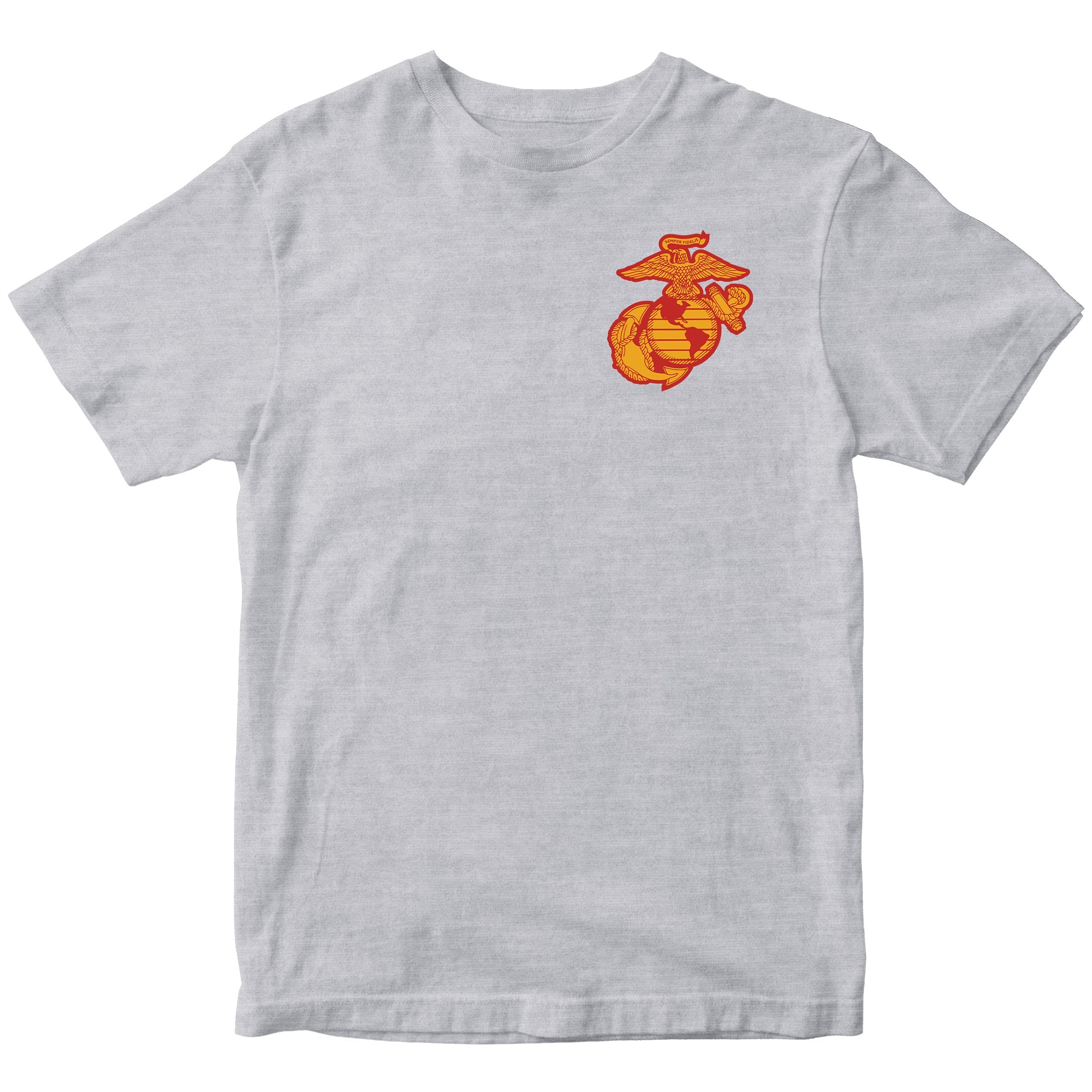 Gray USMC T-shirt with chest EGA. Marines Motorcycle Tee