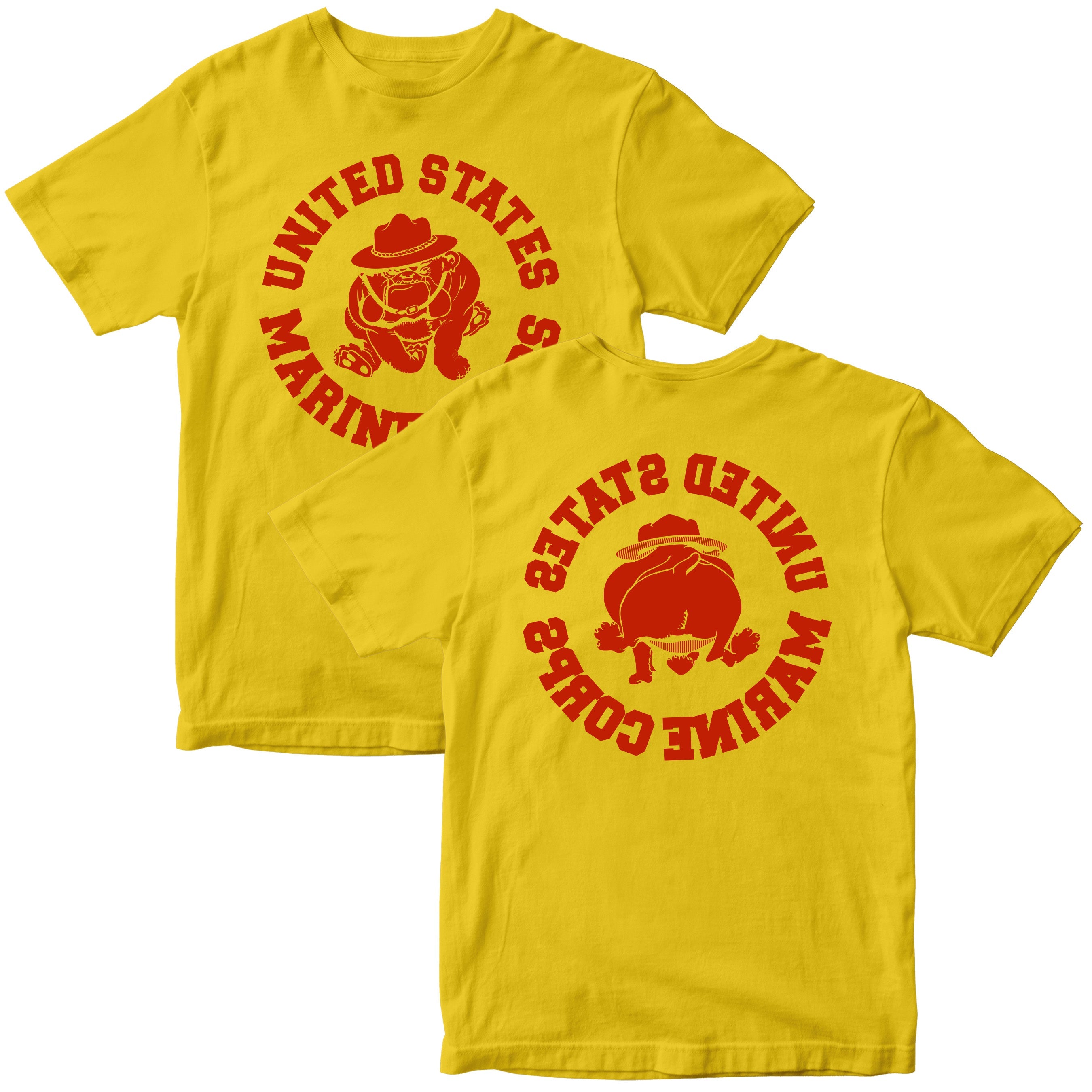 Marines Vintage Bulldog Gold T-shirt. USMC Bulldog PT Tee