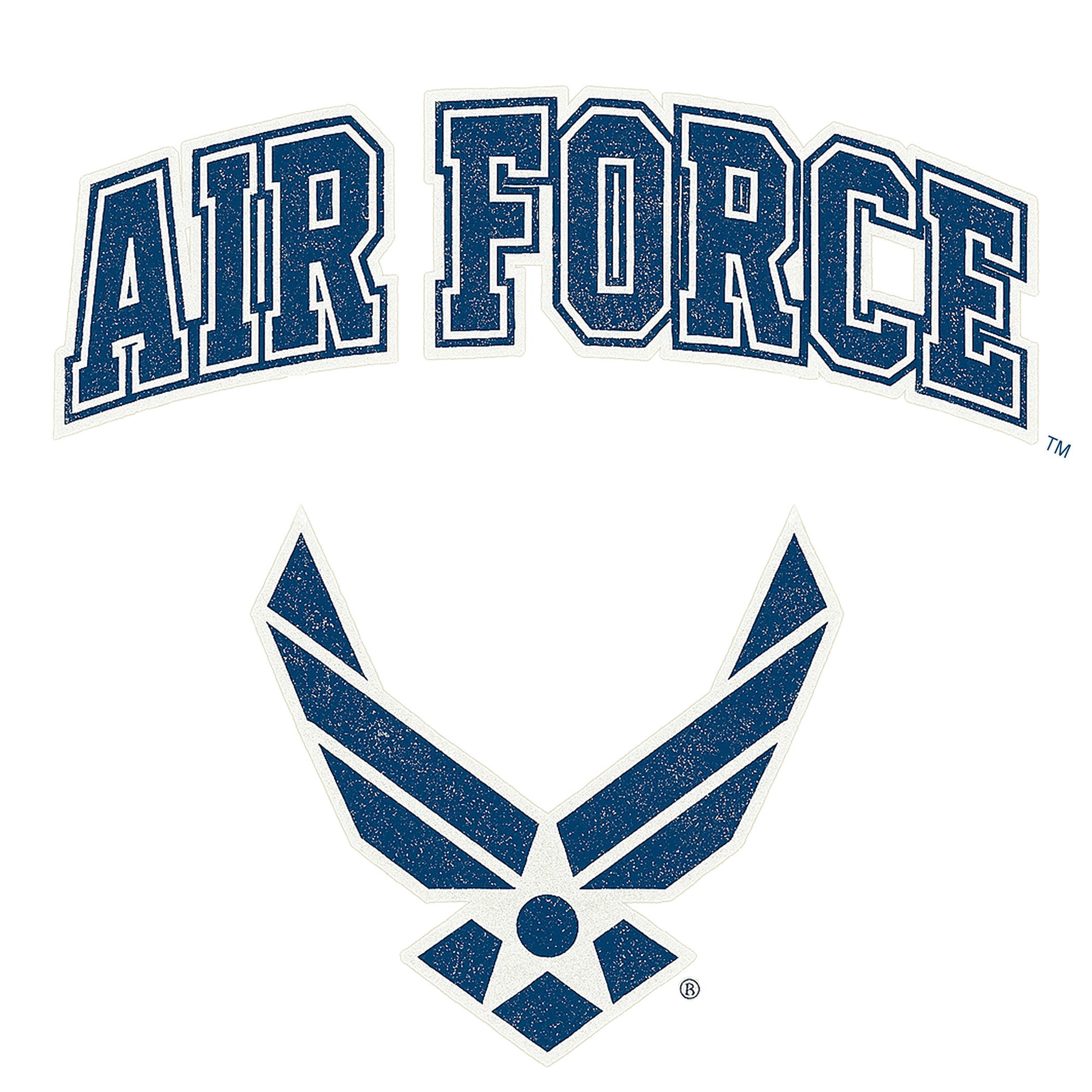 Air Force logo with 'AIR FORCE' text above a stylized eagle emblem on a white background