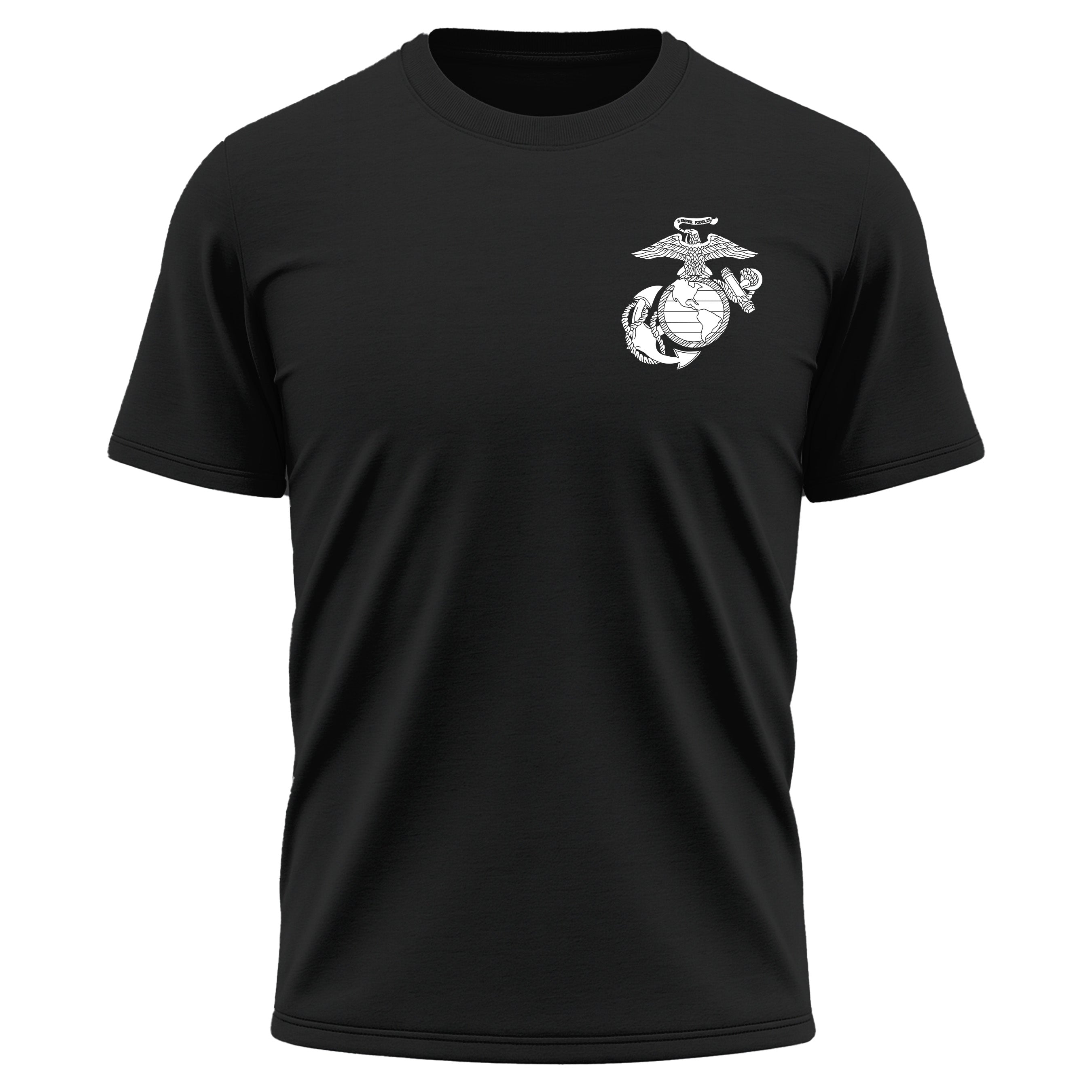 Marines vintage EGA chest seal performance T-shirt with Eagle Globe and Anchor tee. Black USMC performance Tee. USMC Activewear
