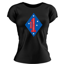 Load image into Gallery viewer, 1st Marine Regiment , 1st Marine Regiment Marines USMC Unit ladie&#39;s T-Shirt, 1st Marine Regiment USMC Unit logo, USMC gift ideas for women, Marine Corp gifts for women 1st Marine Regiment
