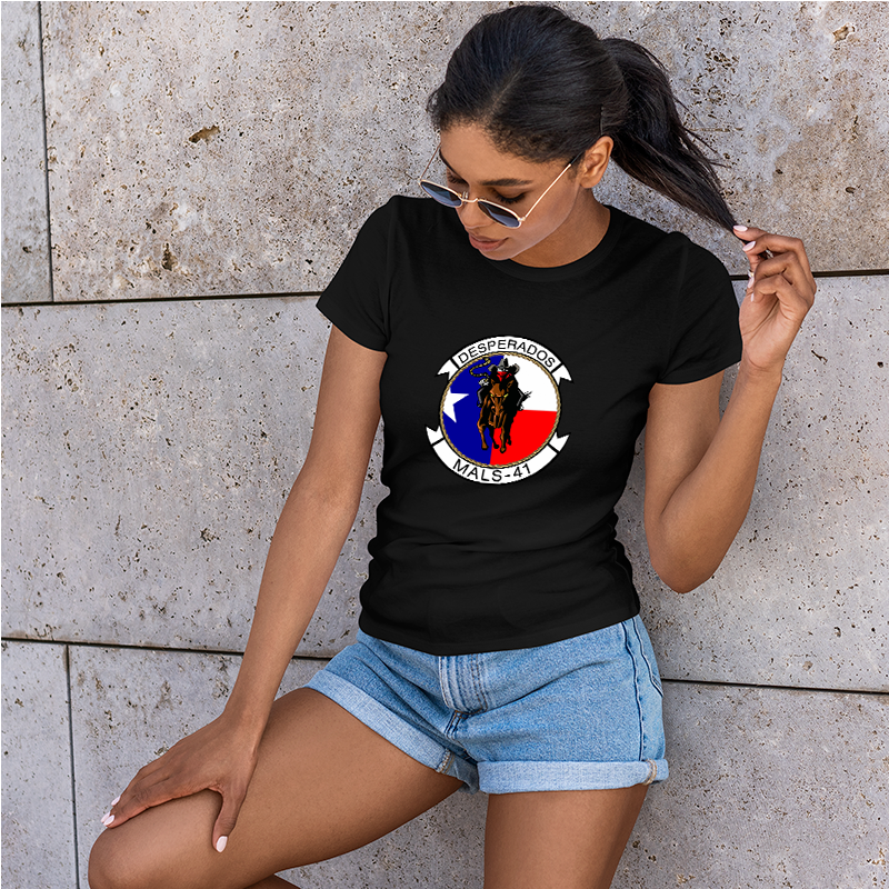 Marine Aviation Logistics Squadron 41 (Mals-41) Women's Unit Logo T-Shirt, MALS-41 logo, MALS-41 Marines USMC 