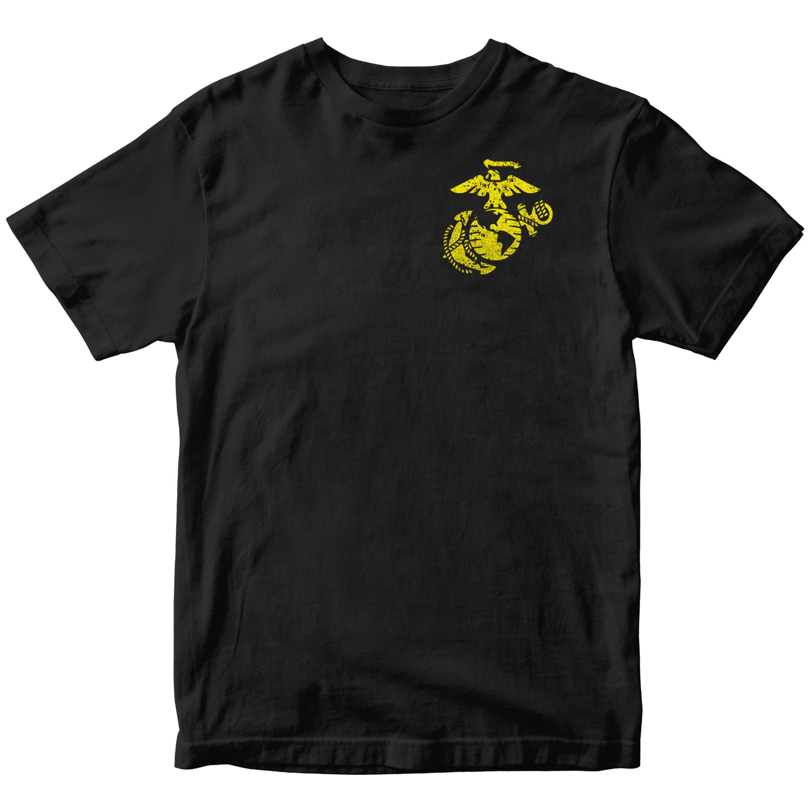 Black USMC t-shirt with yellow EGA