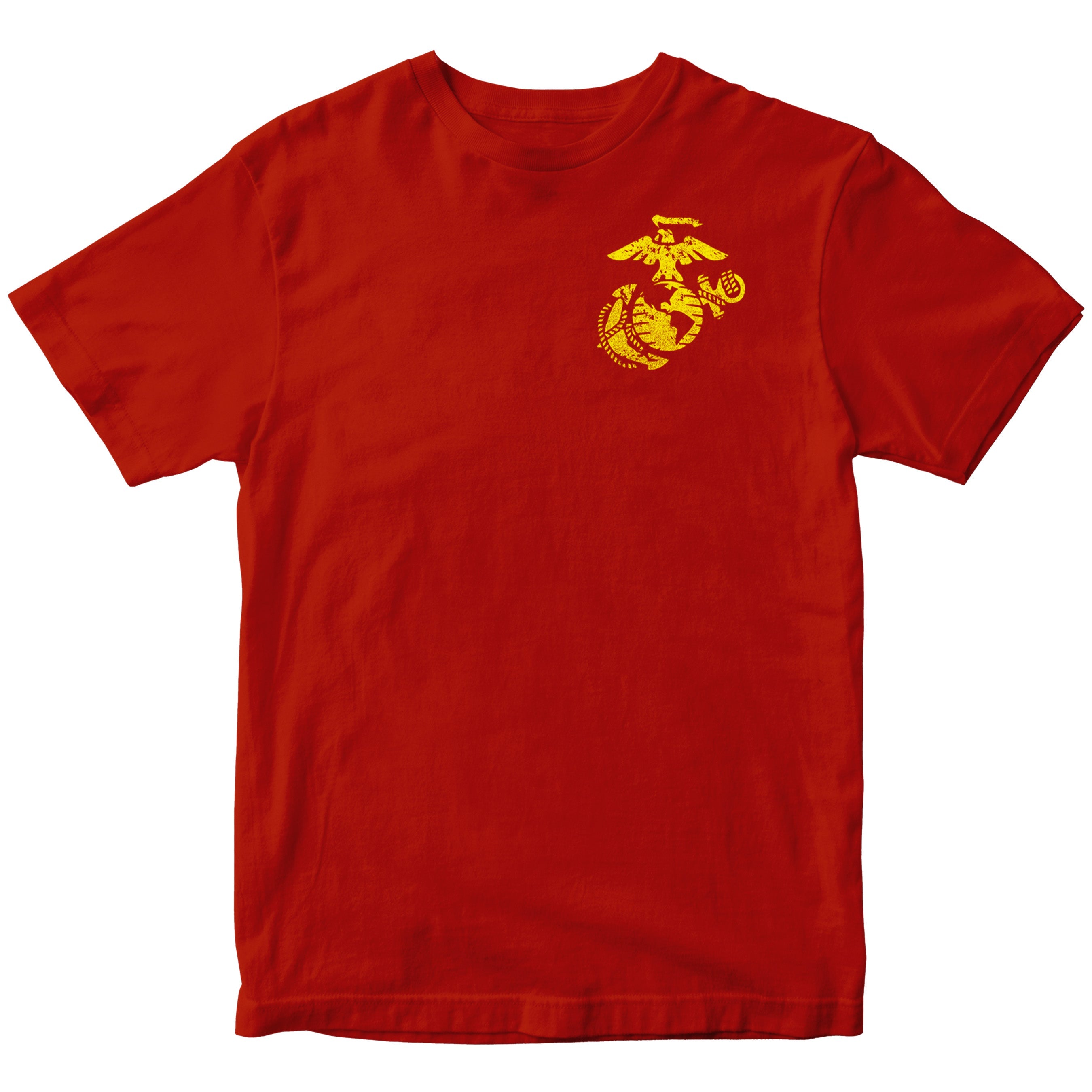 Red USMC t-shirt with yellow EGA