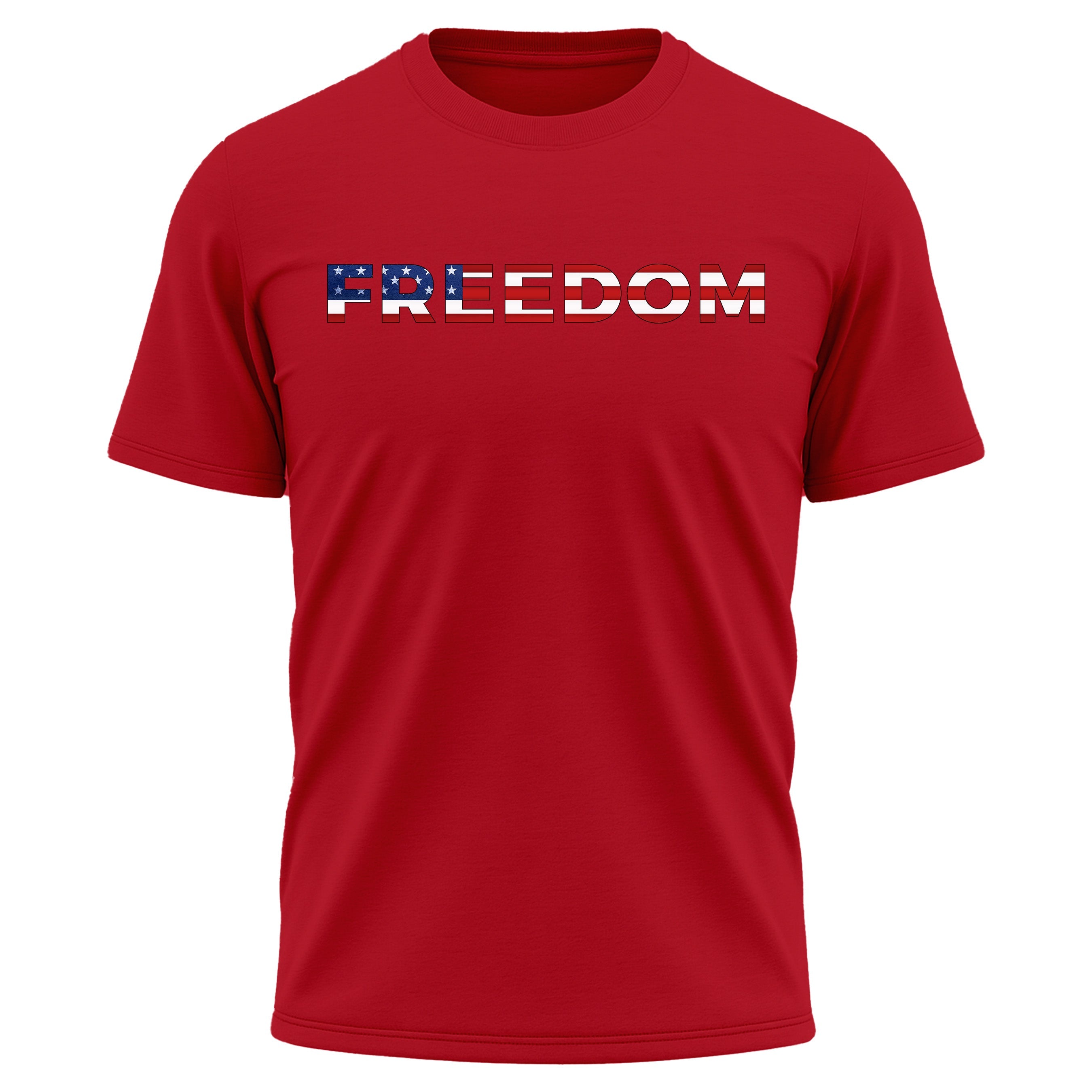 America 250th birthday performance T-shirt with freedom design. America's 250th anniversary tee. USA 250 Years patriotic red T-shirt.