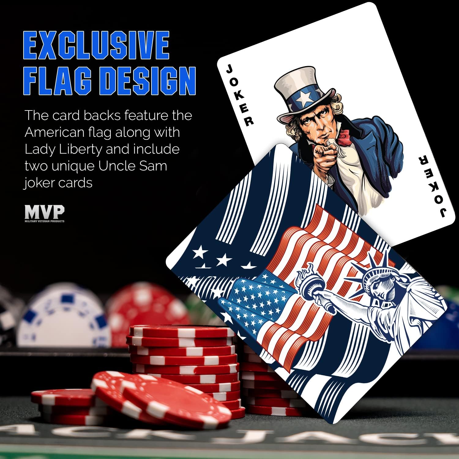US Flag - Leather Flask & Playing Card Gift Set
