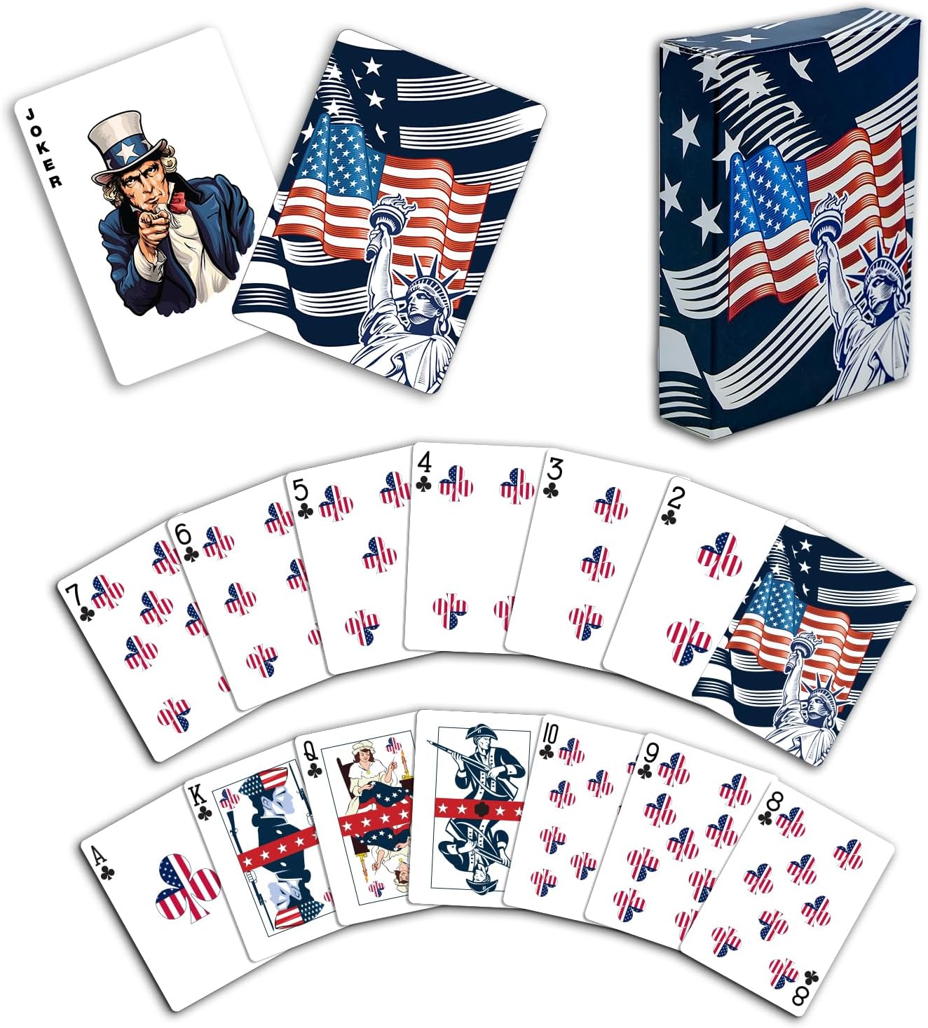 US Flag - Leather Flask & Playing Card Gift Set