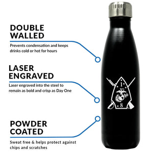 1st Bn 8th Marines logo water bottle, 1st Bn 8th Marines hydroflask, 1stBn 8th Marines USMC, Marine Corp gift ideas, USMC Gifts for women flask