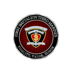 USMC 1stBn 3rd Marines Unit Coin, 1stBn 3rd Marines Coin, First Battalion Third Marines Unit Coin, 1st Battalion 3rd Marines