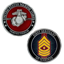 Load image into Gallery viewer, First Seargent Of Marines, USMC 1stSgt Coin, 1stSgt Rank Coin, USMC Rank Coin, First Seargeant Coin
