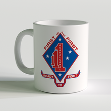 Load image into Gallery viewer, 1/1 USMC Unit White Coffee Mug, 1st Battalion 1st Marines, USMC Coffee Mug
