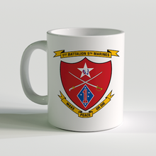 Load image into Gallery viewer, 1st Battalion 5th Marines, USMC White Coffee Mug, make peace or die, 1/5
