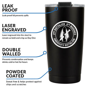 Second Battalion Eighth Marines Unit Logo tumbler, 2/8 USMC Unit Tumbler, 2nd Bn 8th Marines USMC, Marine Corp gift ideas, USMC Gifts for women 20oz