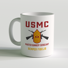 Load image into Gallery viewer, Master Gunnery Sergeant Coffee Mug, MGSgt Coffee Mug, USMC MGySgt Coffee Mug, USMC Rank Mug
