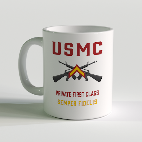 PFC Coffee Mug, USMC PFC Mug, Private First Class Coffee Mug